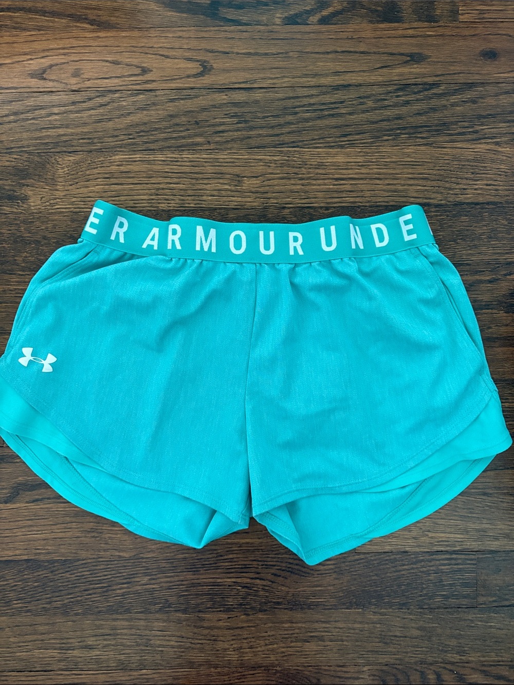 Under Armour Women's Teal Athletic Shorts with Branded Waistband